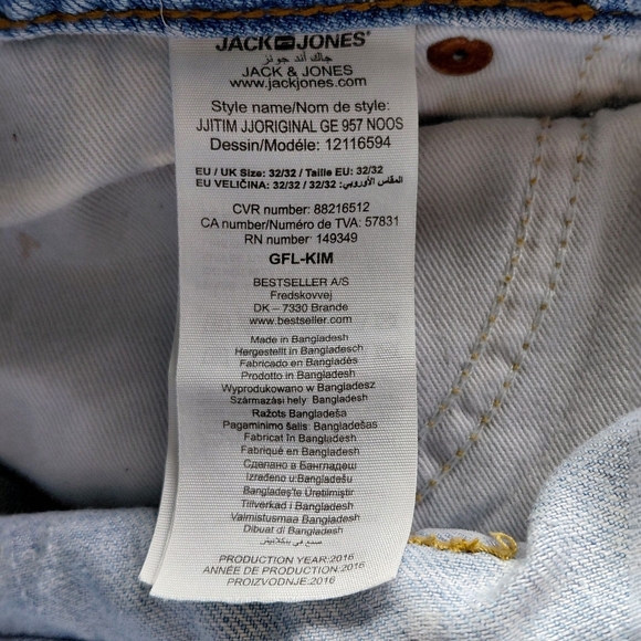 Jack & Jones Men's Faded Blue Slim Fit Jeans - Picture 8 of 8